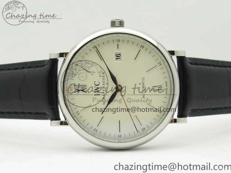 MIROTIME 0217 Portofino Automatic SS FKF 1:1 Best Edition White Dial SS Markers on Black Leather Strap A QuickDry 7138